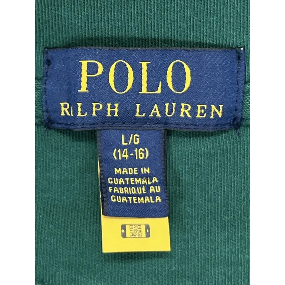 Polo Ralph Lauren Kids Boys Large 14-16 Quarter Zip Sweatshirt Striped Green